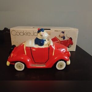 Charming Red Car Cookie Jar with Bear Driver